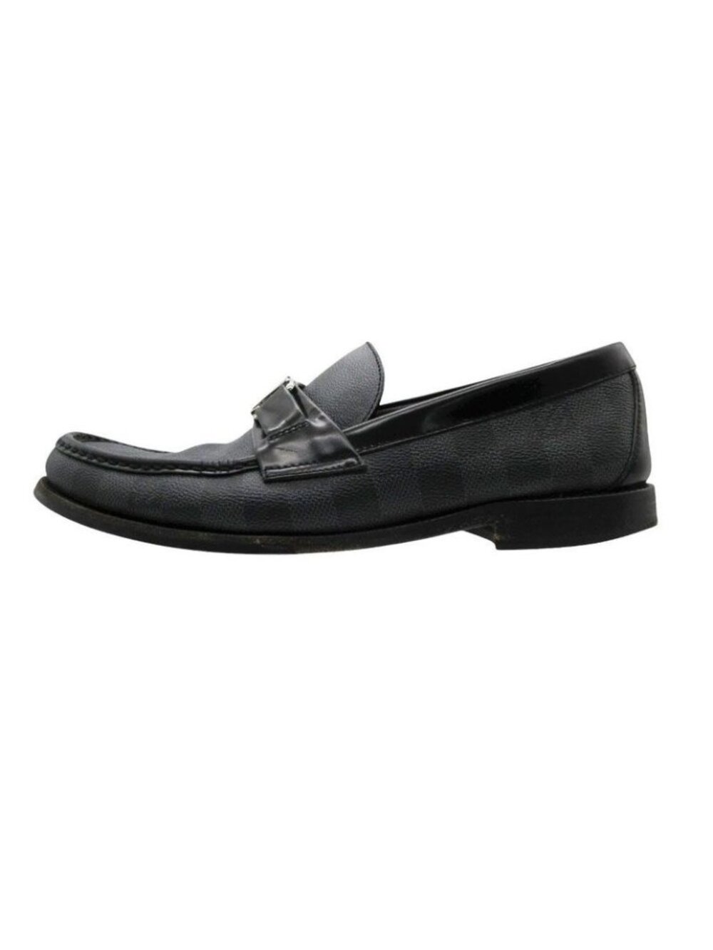 Louis Vuitton Loafers Damier Shoes LV Logo Leather Major Line 7 Gray - Picture 2 of 9